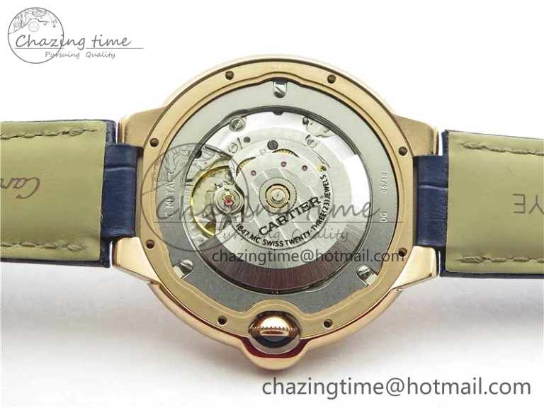 Unique Ballon Bleu 42mm RG V6F 1:1 Best Edition Blue Texture Dial on Blue Leather Strap A 6082