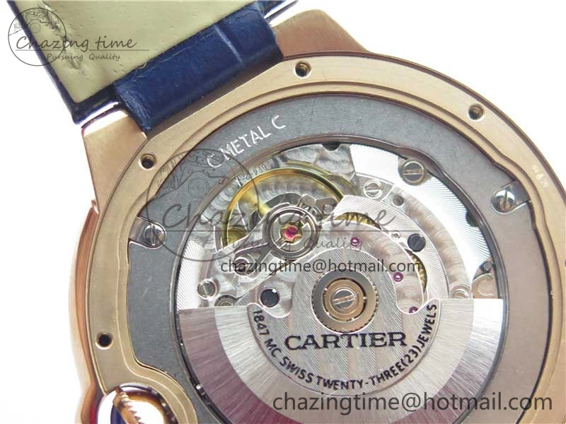Unique Ballon Bleu 42mm RG V6F 1:1 Best Edition Blue Texture Dial on Blue Leather Strap A 6082