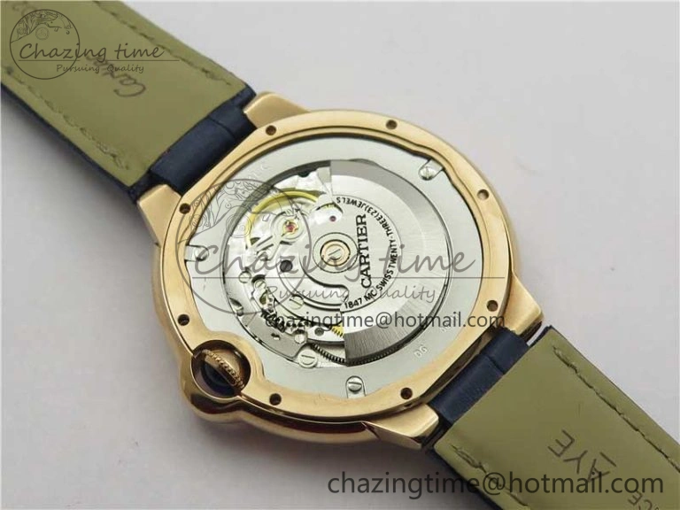Unique Ballon Bleu 42mm RG V6F 1:1 Best Edition Blue Texture Dial on Blue Leather Strap A 6082