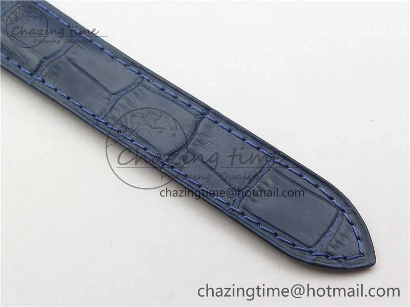 Unique Ballon Bleu 42mm RG V6F 1:1 Best Edition Blue Texture Dial on Blue Leather Strap A 6082