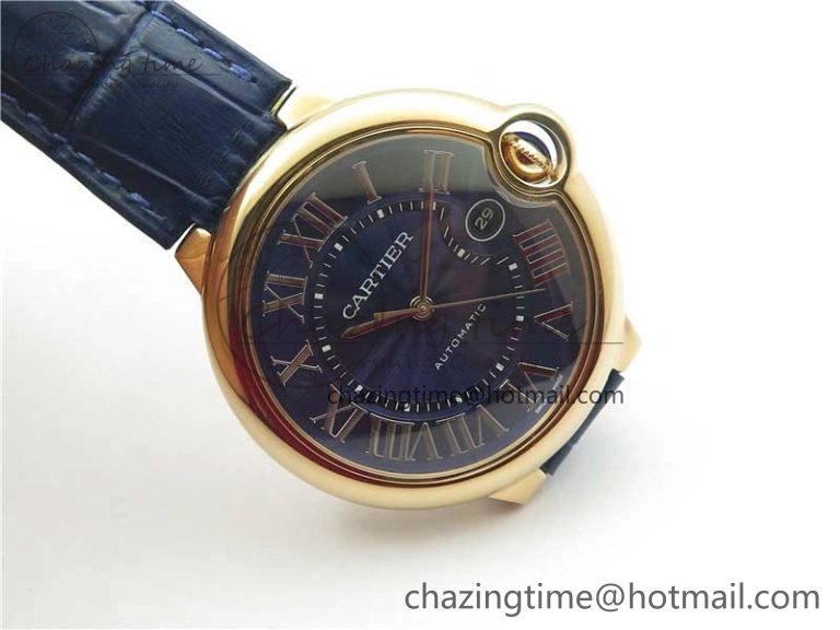 Unique Ballon Bleu 42mm RG V6F 1:1 Best Edition Blue Texture Dial on Blue Leather Strap A 6082