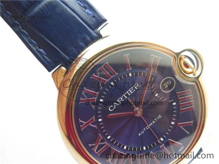 Unique Ballon Bleu 42mm RG V6F 1:1 Best Edition Blue Texture Dial on Blue Leather Strap A 6082