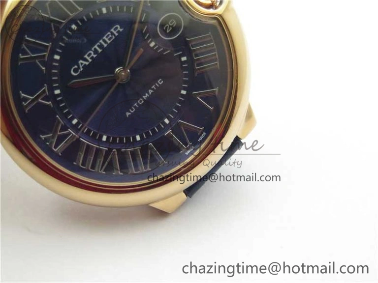 Unique Ballon Bleu 42mm RG V6F 1:1 Best Edition Blue Texture Dial on Blue Leather Strap A 6082
