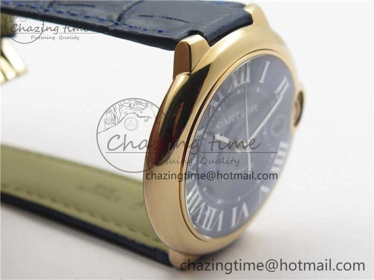 Unique Ballon Bleu 42mm RG V6F 1:1 Best Edition Blue Texture Dial on Blue Leather Strap A 6082