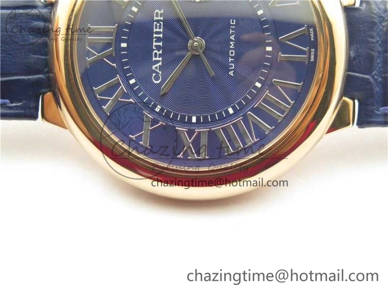 Unique Ballon Bleu 42mm RG V6F 1:1 Best Edition Blue Texture Dial on Blue Leather Strap A 6082