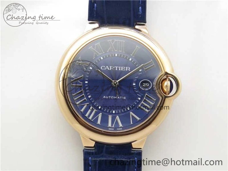 Unique Ballon Bleu 42mm RG V6F 1:1 Best Edition Blue Texture Dial on Blue Leather Strap A 6082