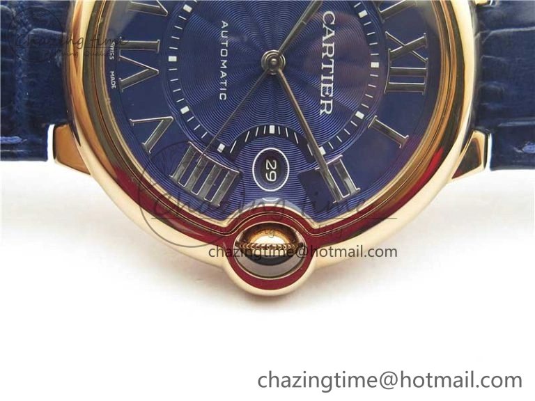 Unique Ballon Bleu 42mm RG V6F 1:1 Best Edition Blue Texture Dial on Blue Leather Strap A 6082