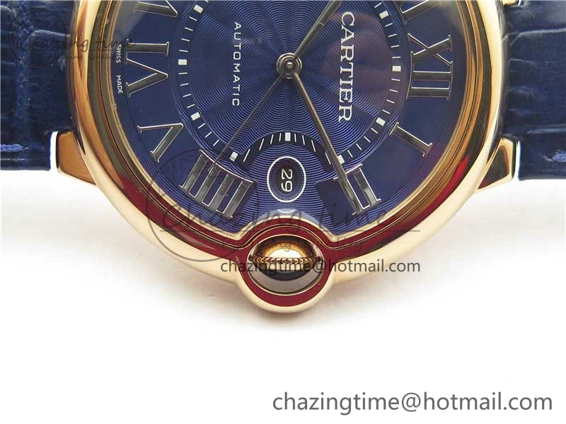 Unique Ballon Bleu 42mm RG V6F 1:1 Best Edition Blue Texture Dial on Blue Leather Strap A 6082