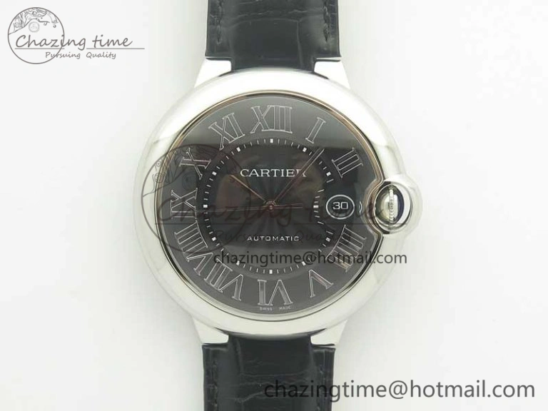 Ballon Bleu 42mm SS AF 1:1 Best Edition Black Texture Dial on Black Crocodile Strap A EyeCatching 6200