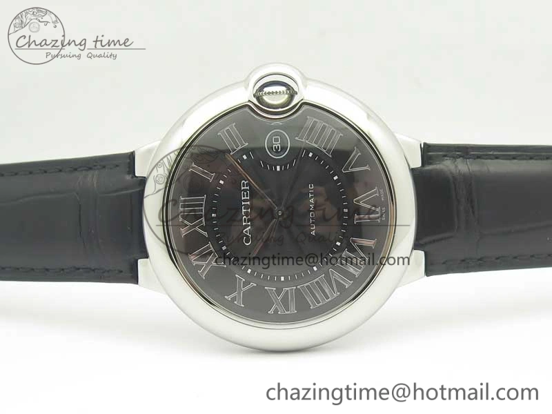 Ballon Bleu 42mm SS AF 1:1 Best Edition Black Texture Dial on Black Crocodile Strap A EyeCatching 6200
