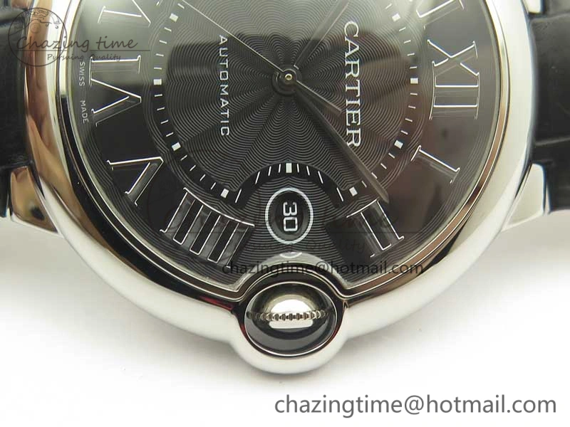 Ballon Bleu 42mm SS AF 1:1 Best Edition Black Texture Dial on Black Crocodile Strap A EyeCatching 6200
