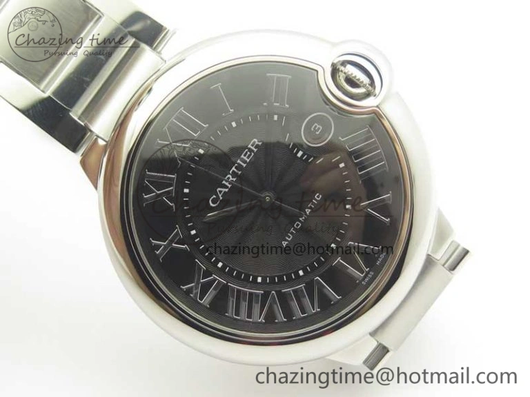 Ballon Bleu 42mm SS AF 1:1 Best Edition Black Texture Dial on SS Bracelet A Snug 6189