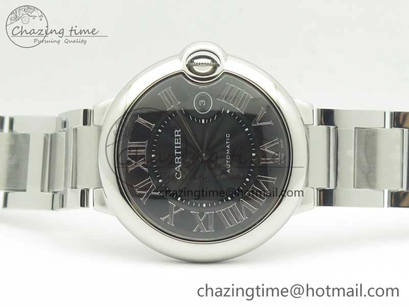 Ballon Bleu 42mm SS AF 1:1 Best Edition Black Texture Dial on SS Bracelet A Snug 6189