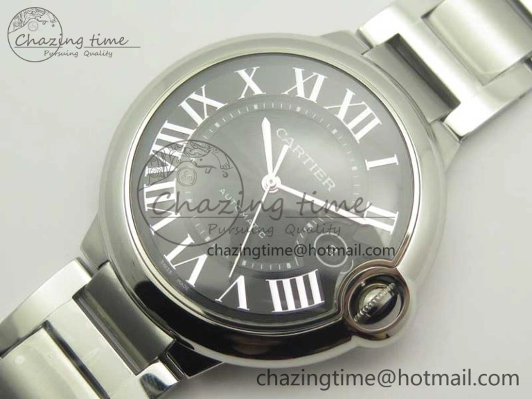 Ballon Bleu 42mm SS AF 1:1 Best Edition Black Texture Dial on SS Bracelet A Snug 6189