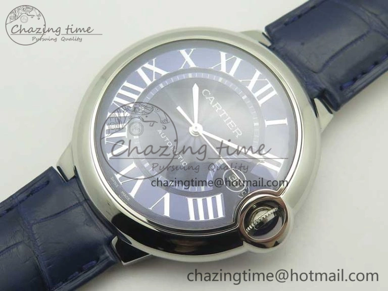 Ballon Bleu 42mm SS AF 1:1 Best Edition Blue Texture Dial on Blue Crocodile Strap A UrbanStyle 6204