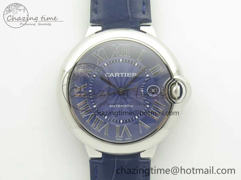 Ballon Bleu 42mm SS AF 1:1 Best Edition Blue Texture Dial on Blue Crocodile Strap A UrbanStyle 6204