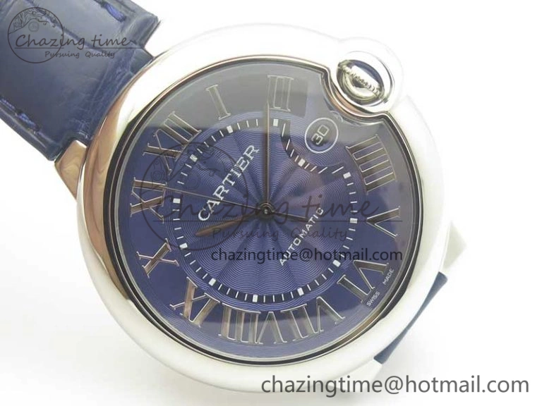 Ballon Bleu 42mm SS AF 1:1 Best Edition Blue Texture Dial on Blue Crocodile Strap A UrbanStyle 6204