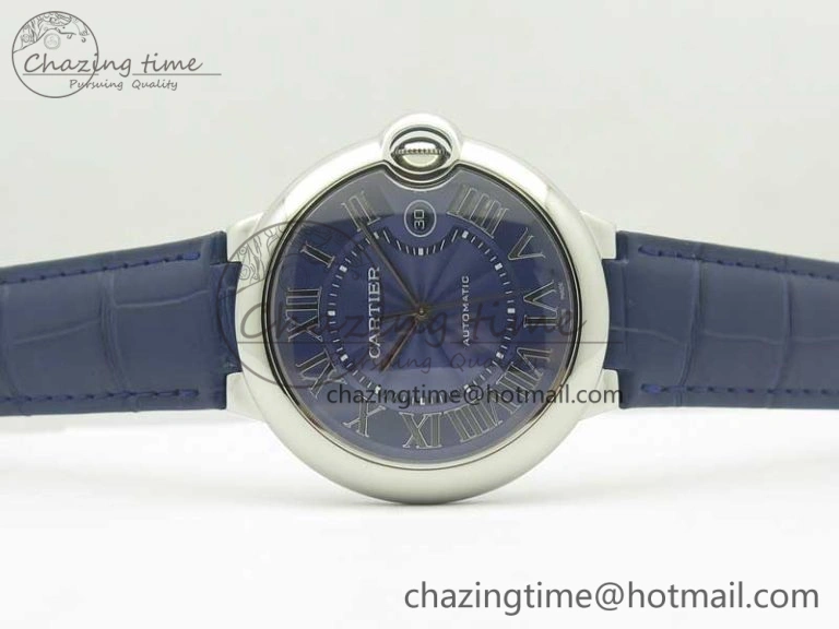 Ballon Bleu 42mm SS AF 1:1 Best Edition Blue Texture Dial on Blue Crocodile Strap A UrbanStyle 6204
