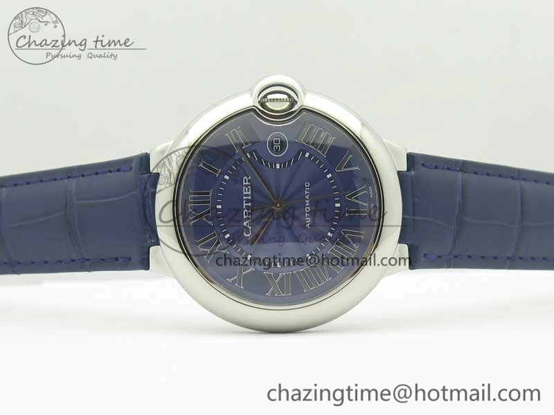 Ballon Bleu 42mm SS AF 1:1 Best Edition Blue Texture Dial on Blue Crocodile Strap A UrbanStyle 6204