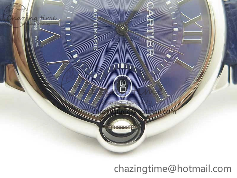 Ballon Bleu 42mm SS AF 1:1 Best Edition Blue Texture Dial on Blue Crocodile Strap A UrbanStyle 6204