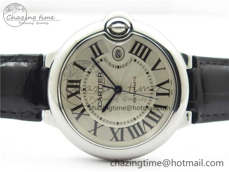 EasyMatch Ballon Bleu 42mm SS AF 1:1 Best Edition White Texture Dial on Black Croco Strap A 6088