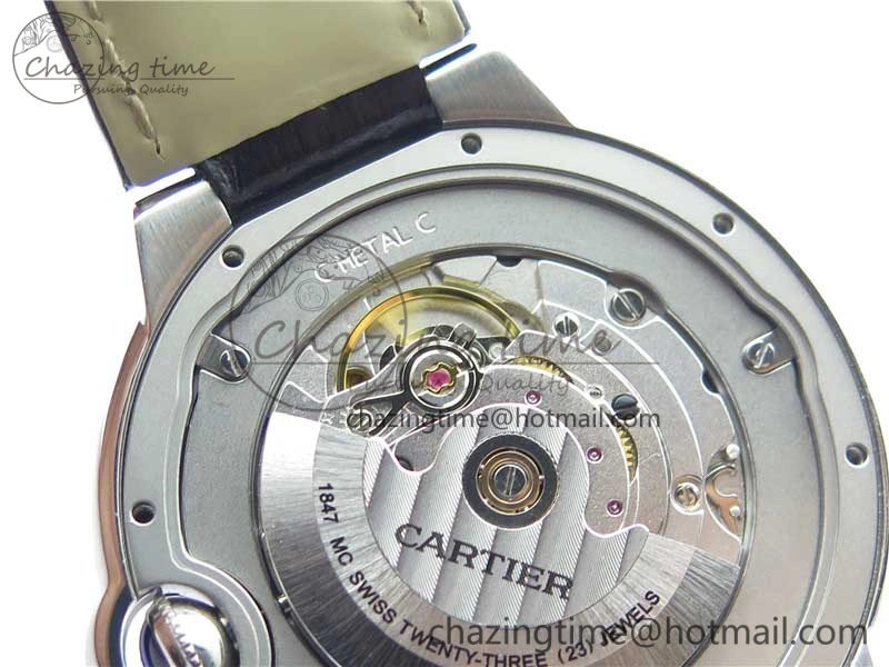 EasyMatch Ballon Bleu 42mm SS AF 1:1 Best Edition White Texture Dial on Black Croco Strap A 6088