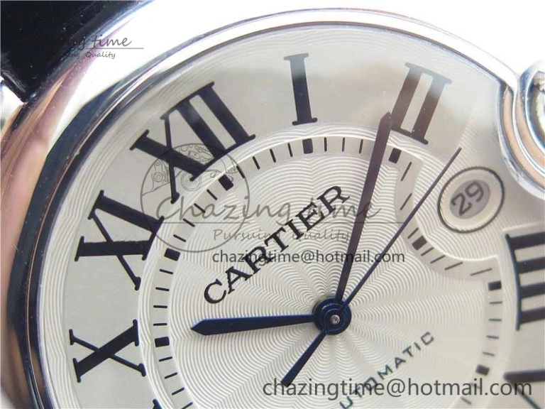 EasyMatch Ballon Bleu 42mm SS AF 1:1 Best Edition White Texture Dial on Black Croco Strap A 6088