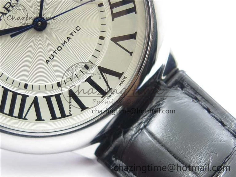 EasyMatch Ballon Bleu 42mm SS AF 1:1 Best Edition White Texture Dial on Black Croco Strap A 6088