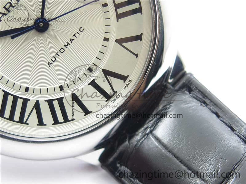 EasyMatch Ballon Bleu 42mm SS AF 1:1 Best Edition White Texture Dial on Black Croco Strap A 6088