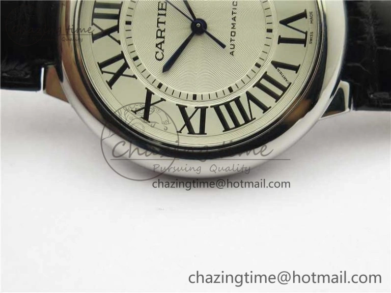 EasyMatch Ballon Bleu 42mm SS AF 1:1 Best Edition White Texture Dial on Black Croco Strap A 6088