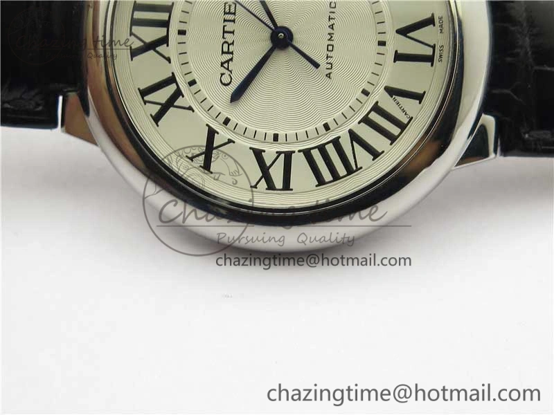 EasyMatch Ballon Bleu 42mm SS AF 1:1 Best Edition White Texture Dial on Black Croco Strap A 6088