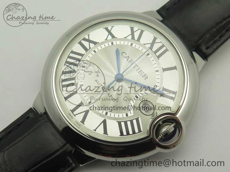 Ballon Bleu 42mm SS AF 1:1 Best Edition White Texture Dial on Black Crocodile Strap A Refined 6203