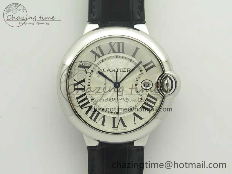 Ballon Bleu 42mm SS AF 1:1 Best Edition White Texture Dial on Black Crocodile Strap A Refined 6203