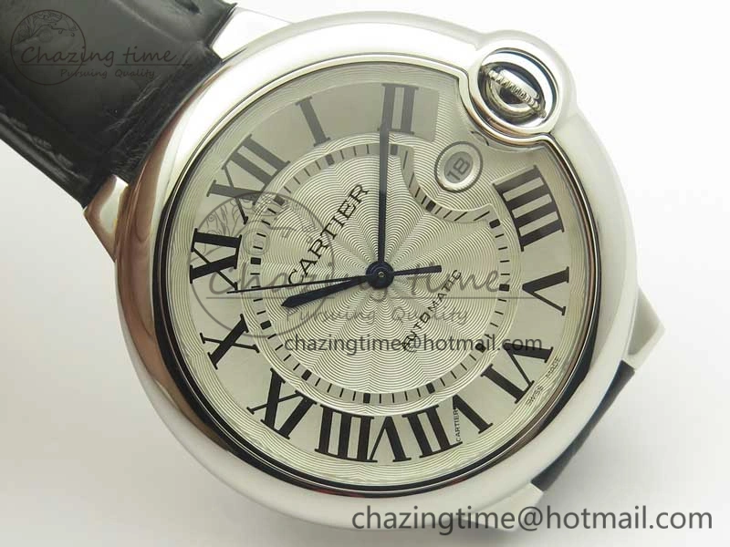 Ballon Bleu 42mm SS AF 1:1 Best Edition White Texture Dial on Black Crocodile Strap A Refined 6203