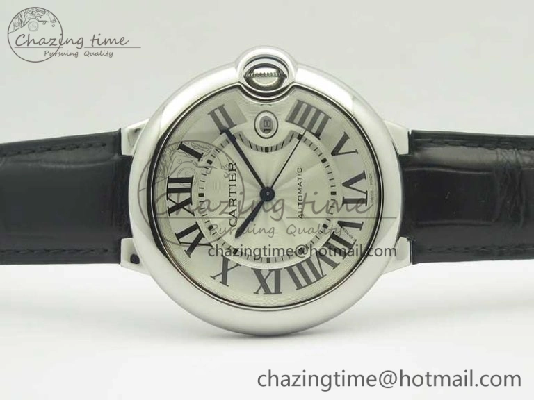 Ballon Bleu 42mm SS AF 1:1 Best Edition White Texture Dial on Black Crocodile Strap A Refined 6203