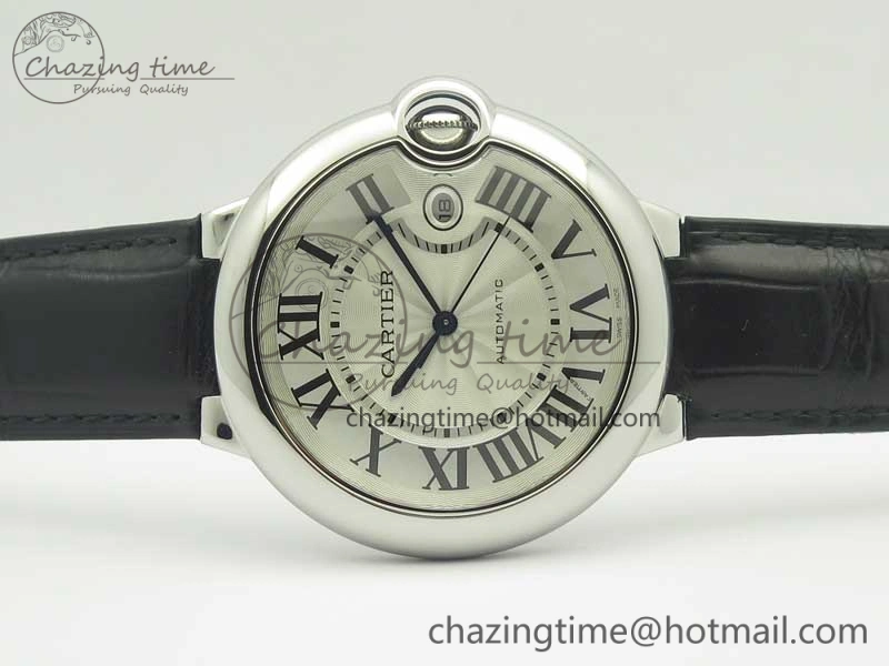 Ballon Bleu 42mm SS AF 1:1 Best Edition White Texture Dial on Black Crocodile Strap A Refined 6203