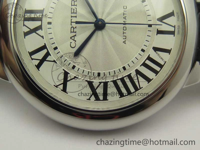 Ballon Bleu 42mm SS AF 1:1 Best Edition White Texture Dial on Black Crocodile Strap A Refined 6203