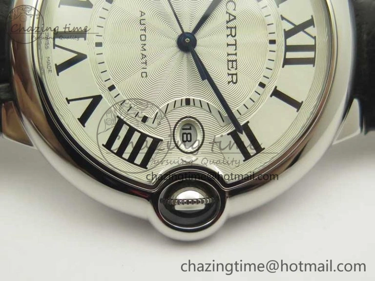 Ballon Bleu 42mm SS AF 1:1 Best Edition White Texture Dial on Black Crocodile Strap A Refined 6203