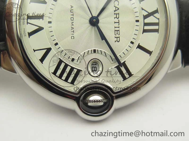 Ballon Bleu 42mm SS AF 1:1 Best Edition White Texture Dial on Black Crocodile Strap A Refined 6203