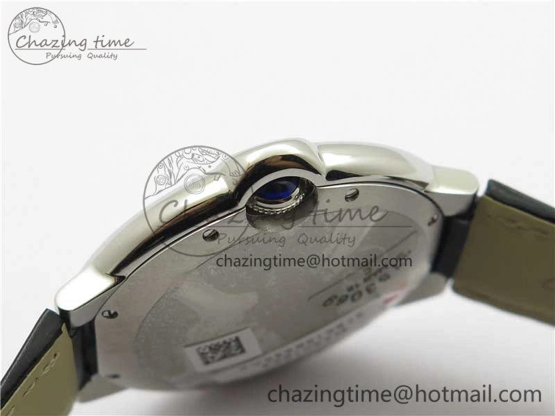 SmartChoice Ballon Bleu 42mm SS AF 1:1 Best Edition White Texture Dial on Black Leather Strap A 6087