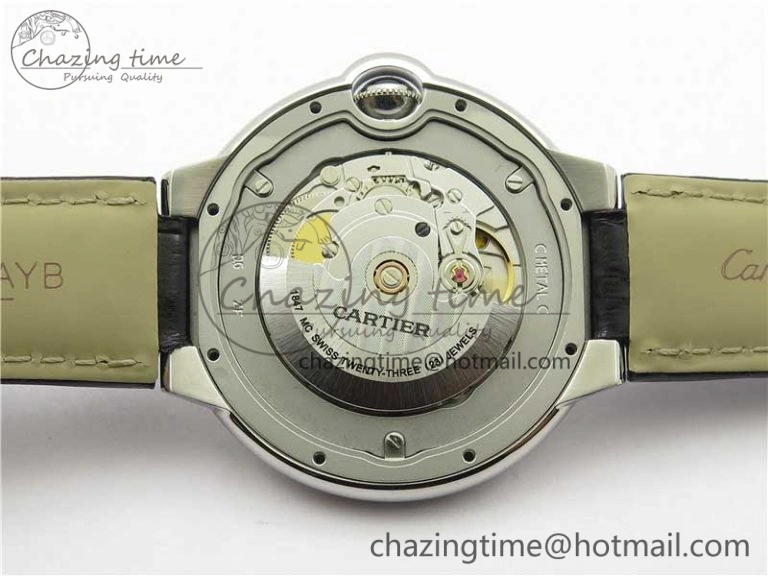 SmartChoice Ballon Bleu 42mm SS AF 1:1 Best Edition White Texture Dial on Black Leather Strap A 6087