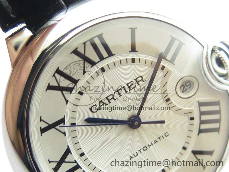 SmartChoice Ballon Bleu 42mm SS AF 1:1 Best Edition White Texture Dial on Black Leather Strap A 6087