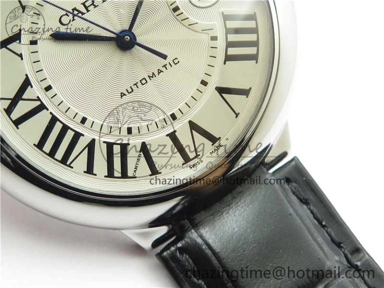 SmartChoice Ballon Bleu 42mm SS AF 1:1 Best Edition White Texture Dial on Black Leather Strap A 6087
