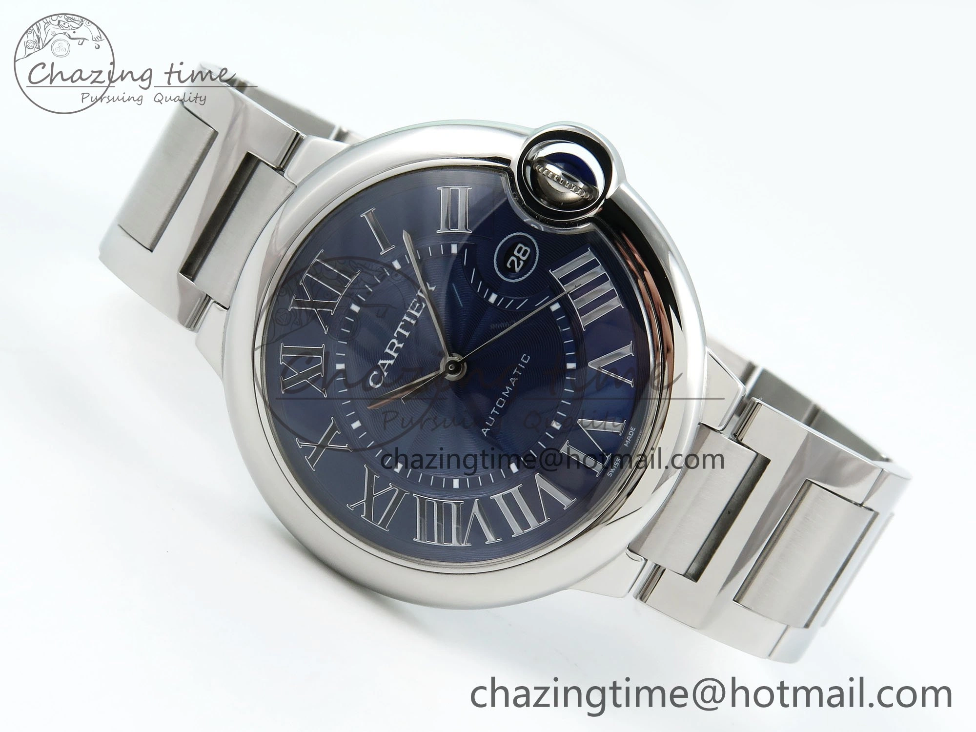 Ballon Bleu 42mm SS CHF 1:1 Best Edition Blue Texture Dial on SS Bracelet A RelaxedFit 6041