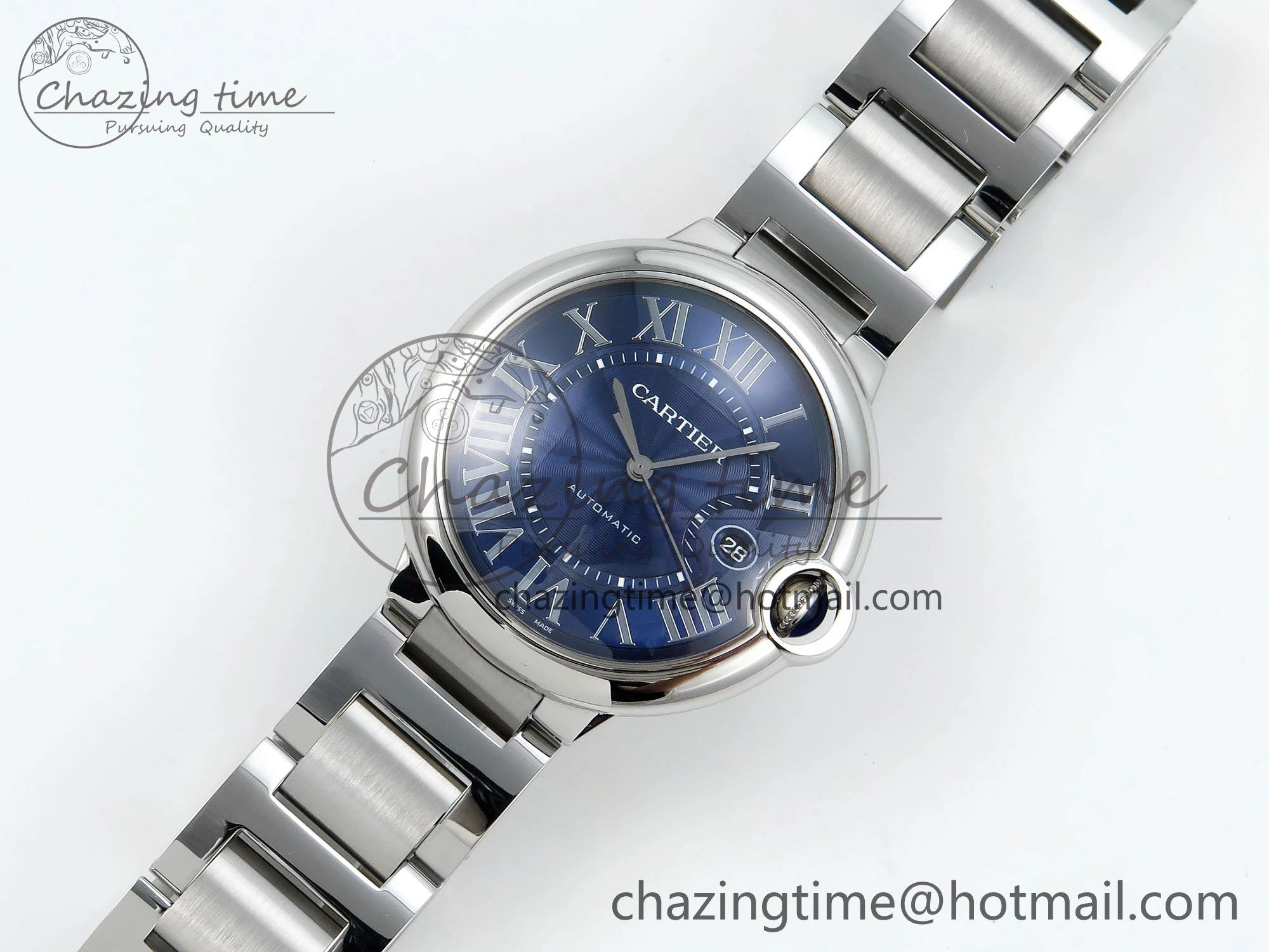 Ballon Bleu 42mm SS CHF 1:1 Best Edition Blue Texture Dial on SS Bracelet A RelaxedFit 6041
