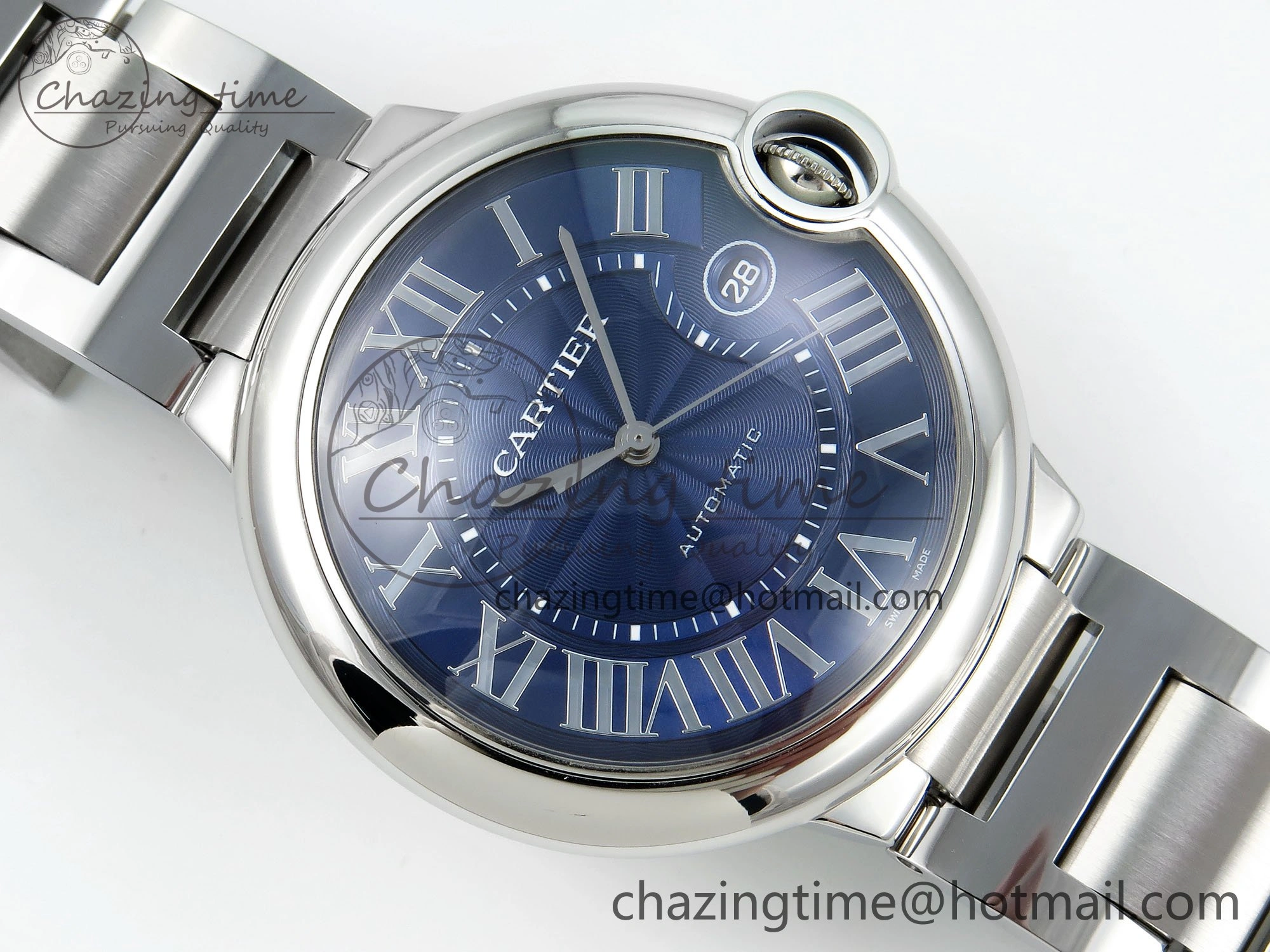 Ballon Bleu 42mm SS CHF 1:1 Best Edition Blue Texture Dial on SS Bracelet A RelaxedFit 6041