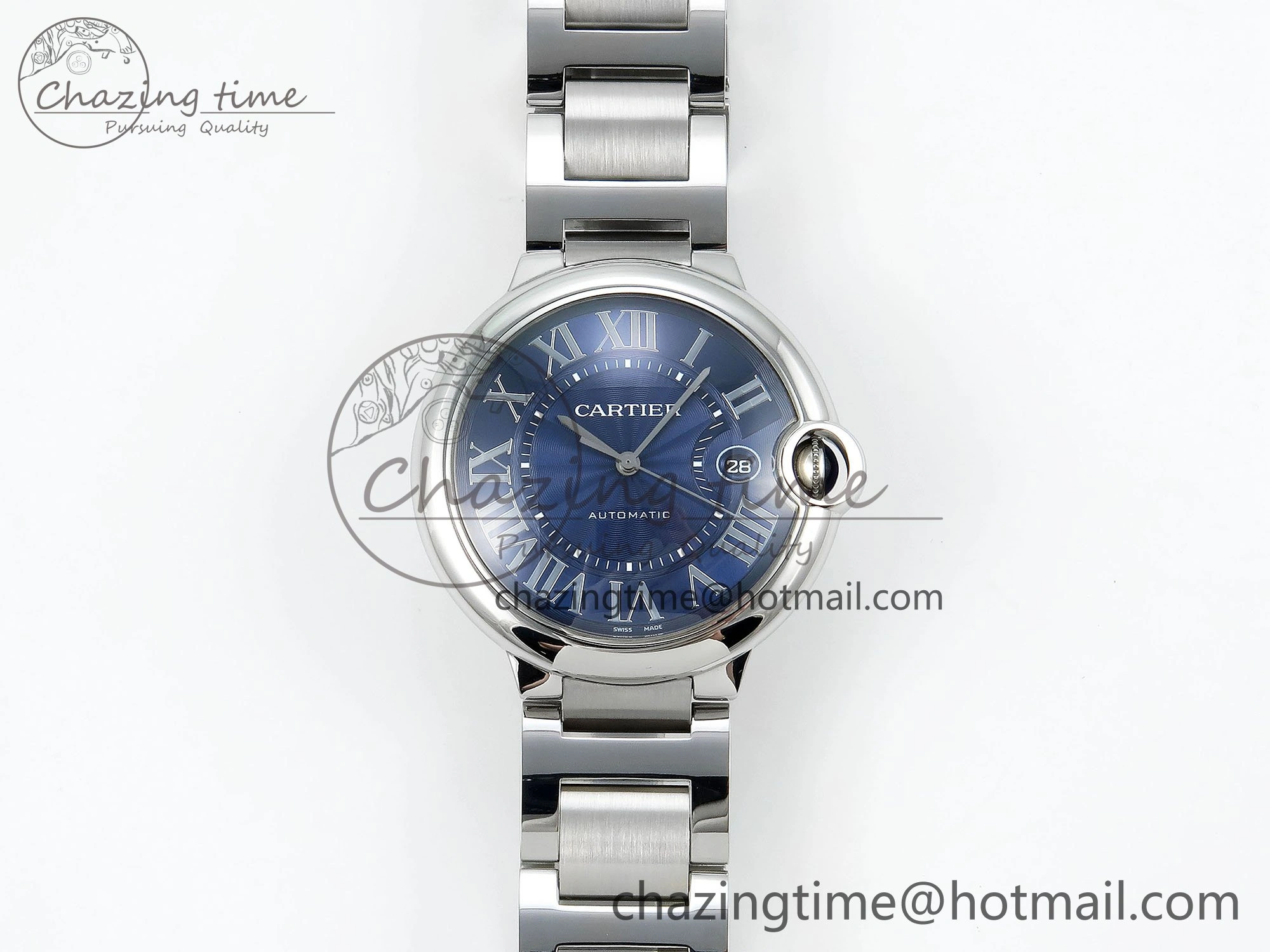 Ballon Bleu 42mm SS CHF 1:1 Best Edition Blue Texture Dial on SS Bracelet A RelaxedFit 6041