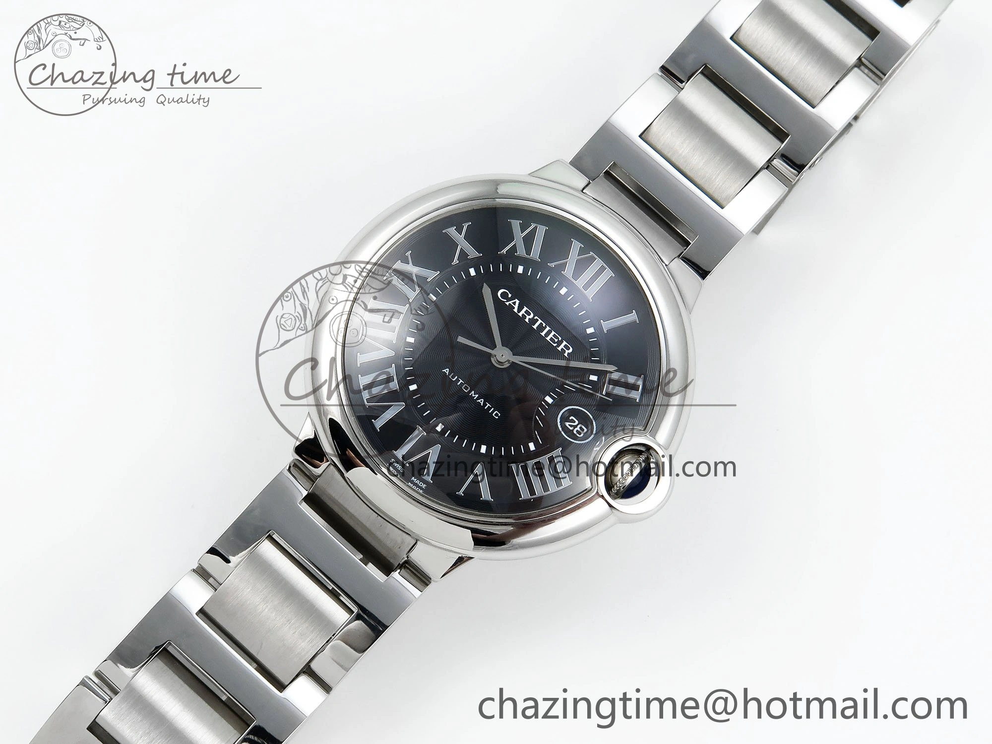 Functional Ballon Bleu 42mm SS CHF 1:1 Best Edition Grey Texture Dial on SS Bracelet A 6038