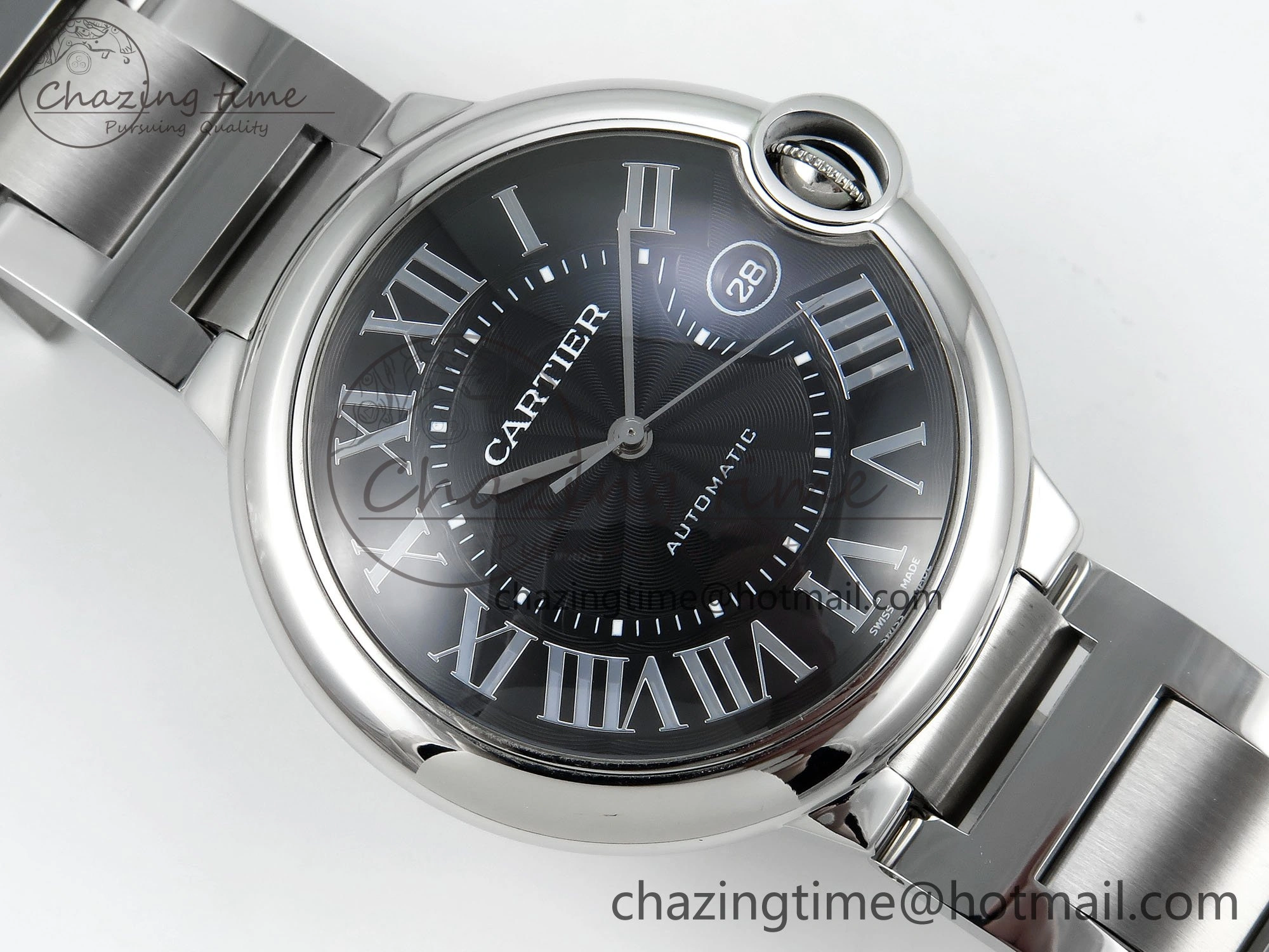 Functional Ballon Bleu 42mm SS CHF 1:1 Best Edition Grey Texture Dial on SS Bracelet A 6038