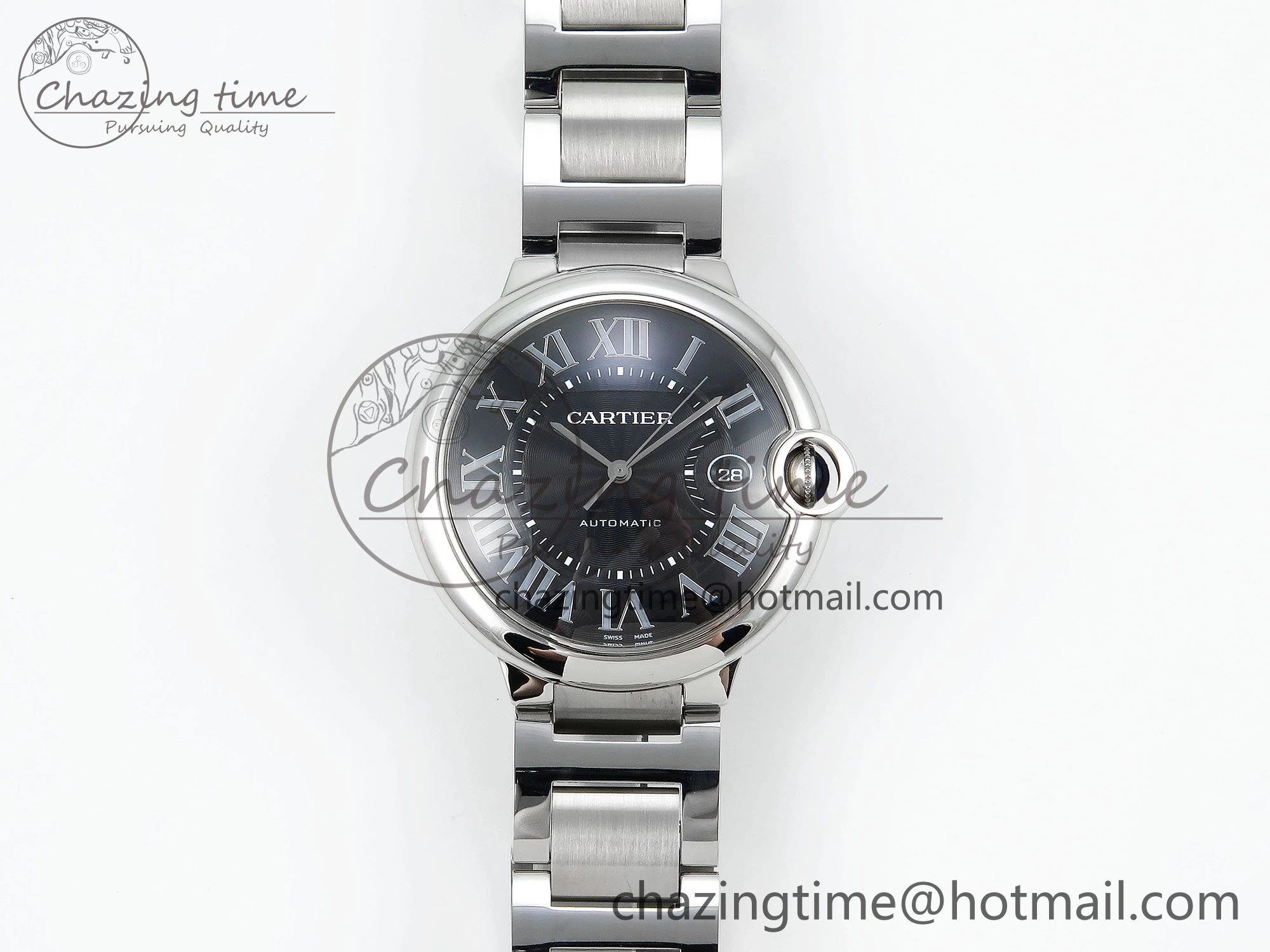 Functional Ballon Bleu 42mm SS CHF 1:1 Best Edition Grey Texture Dial on SS Bracelet A 6038